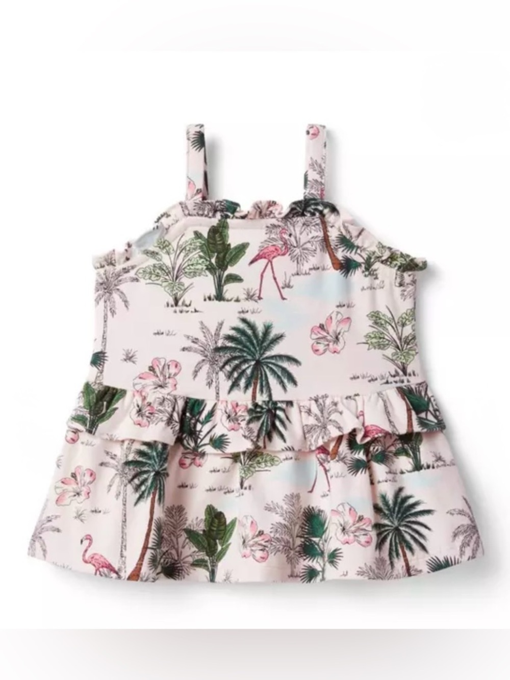 NWOT Janie and Jack Tropical Flamingo Ruffle Camisole Size: 2T | Vacay, Beach